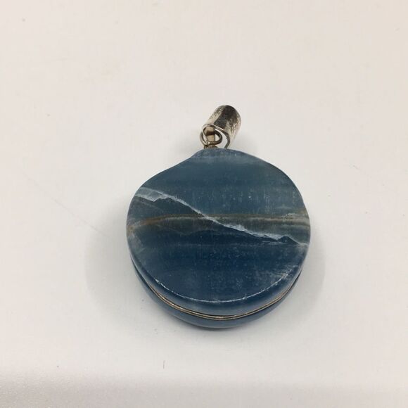 Blue Calcite Sterling Silver wire wrapped Pendant - Picture 5 of 11